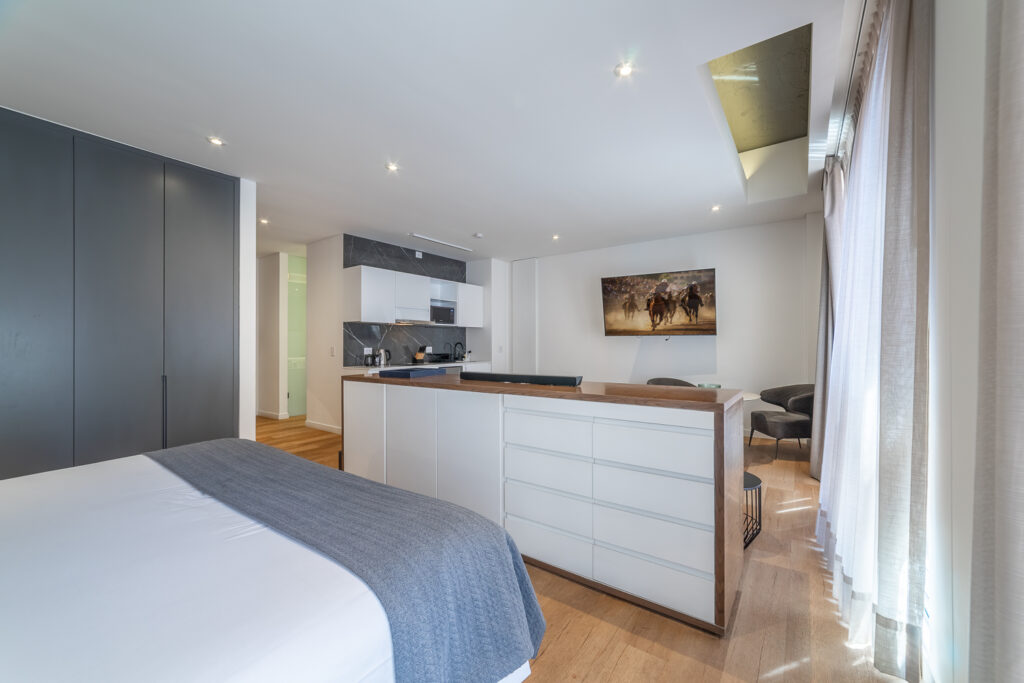 Cama de Studio Urbano, apartamentos de 54 mts. Cassa Luxury Homes, Bogotá, Colombia.