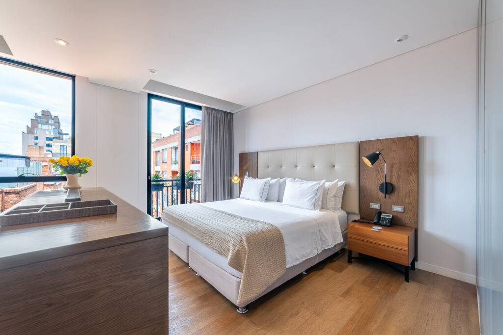 Cama de Studio Urbano, apartamentos de 54 mts. Cassa Luxury Homes, Bogotá, Colombia.